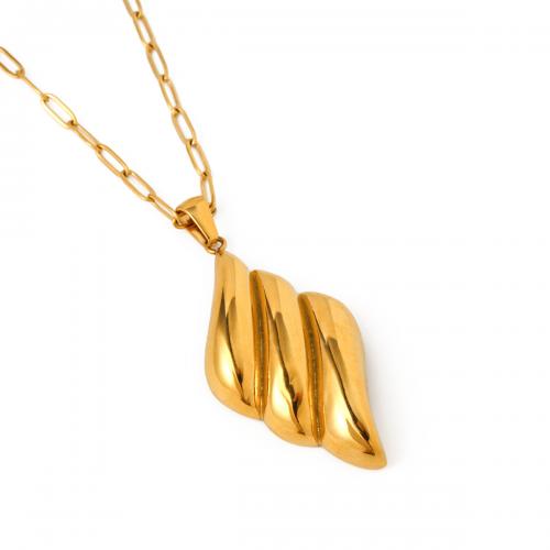 Stainless Steel Jewelry Necklace, 304 Stainless Steel, with 5.5cm extender chain, 18K gold plated, fashion jewelry & for woman, nickel, lead & cadmium free, Pendant:2.12x3.71cm, Length:Approx 45 cm, Sold By PC