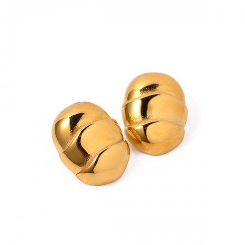 Stainless Steel Stud Earrings, 304 Stainless Steel, 18K gold plated, fashion jewelry & for woman, nickel, lead & cadmium free, 26.50x20.60mm, Sold By Pair