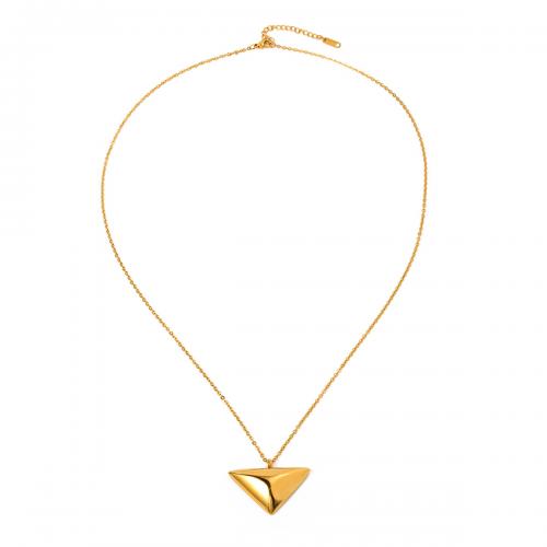 Stainless Steel Sweater Chain Necklace, 304 Stainless Steel, with 5.5cm extender chain, Triangle, 18K gold plated, fashion jewelry & for woman, nickel, lead & cadmium free, Pendant:4x2.4cm, Length:Approx 65.5 cm, Sold By PC