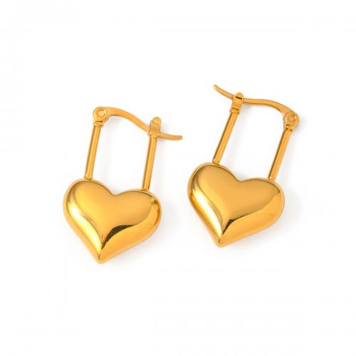 Stainless Steel Lever Back Earring 304 Stainless Steel Heart 18K gold plated fashion jewelry & for woman nickel lead & cadmium free Sold By Pair