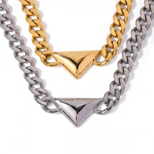 Stainless Steel Jewelry Necklace, 304 Stainless Steel, Triangle, plated, fashion jewelry & for woman, more colors for choice, nickel, lead & cadmium free, Length:Approx 17.7 Inch, Sold By PC