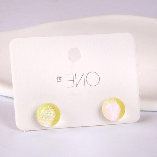 Brass Stud Earring, Plastic, with Brass, Round, fashion jewelry & for woman, more colors for choice, 10mm, Sold By Pair