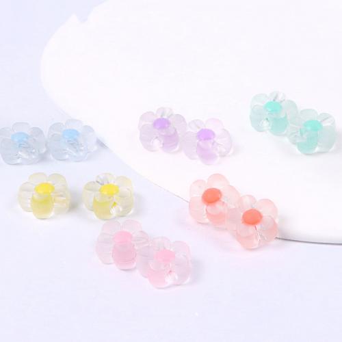 Frosted akryl perler, Flower, du kan DIY, flere farver til valg, 12x6mm, Hole:Ca. 2.6mm, Ca. 10pc'er/Bag, Solgt af Bag