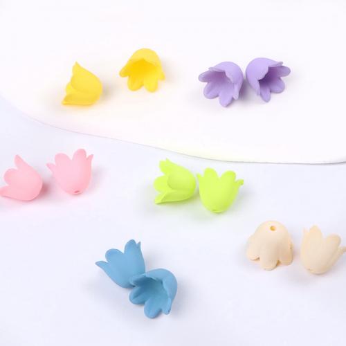 Plastic Beads, Flower, stoving varnish, DIY, more colors for choice, 9x11mm, Approx 10PCs/Bag, Sold By Bag