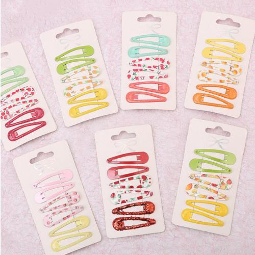 Hair Snap Clips, Tibetan Style, Teardrop, Girl & different designs for choice & enamel, more colors for choice, nickel, lead & cadmium free, 50mm, Approx 6PCs/Lot, Sold By Lot
