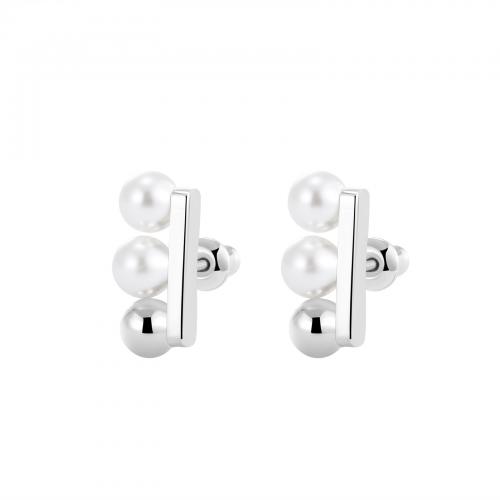 Brass Stud Earring plated for woman silver color Sold By Pair