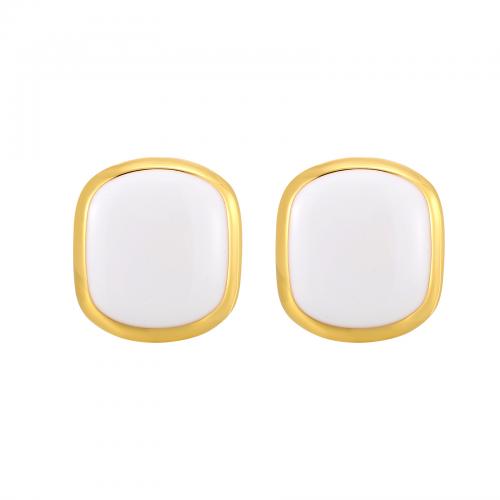 Brass Stud Earring plated for woman & epoxy gel Sold By Pair