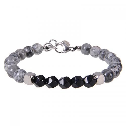 Gemstone Bracelet with 304 Stainless Steel handmade & for man & faceted Length Approx 7-8.3 Inch Sold By PC