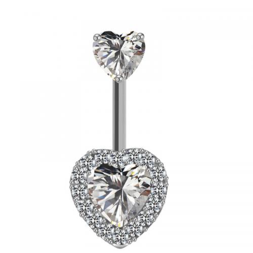 316L Stainless Steel Belly Ring plated Unisex & enamel & with cubic zirconia rod size Sold By PC