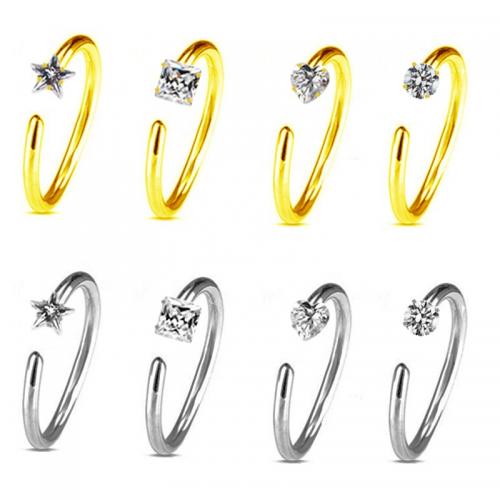 316L Stainless Steel Nose Piercing Jewelry plated Unisex & micro pave cubic zirconia Sold By PC
