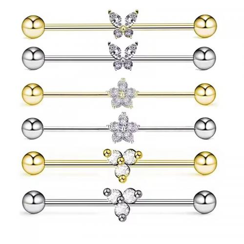 Brass Piercing Earring with 316L Stainless Steel plated Unisex & micro pave cubic zirconia Sold By PC
