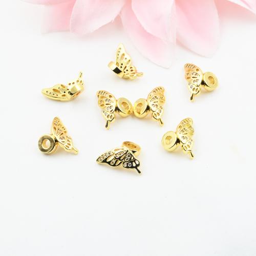 Brass Spacer Beads, Butterfly, plated, DIY & micro pave cubic zirconia, more colors for choice, nickel, lead & cadmium free, 10.50x15mm, Sold By PC