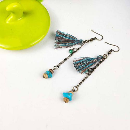 Zinc Alloy Drop Earrings with turquoise fashion jewelry & for woman nickel lead & cadmium free Sold By Pair