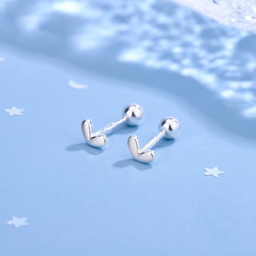 925 Sterling Silver Stud Earrings Heart platinum plated fashion jewelry & for woman nickel lead & cadmium free Sold By Pair