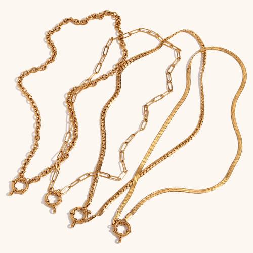 Edelstahl Schmuck Halskette, 316 L Edelstahl, 18K vergoldet, Modeschmuck & verschiedene Stile für Wahl & für Frau, goldfarben, verkauft per ca. 40 cm Strang