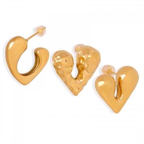 Titanium Steel  Earring Heart Vacuum Ion Plating fashion jewelry & for woman Sold By Pair