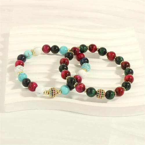 Gemstone Bracelets with Brass fashion jewelry & micro pave cubic zirconia & for woman Length Approx 16-17 cm Sold By PC
