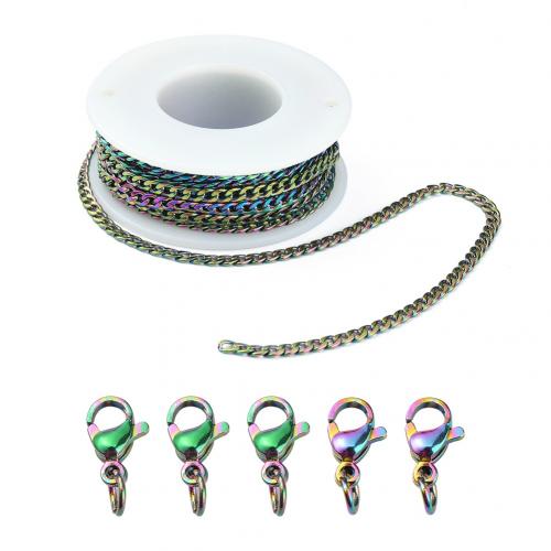 DIY Jewelry Supplies 304 Stainless Steel Vacuum Ion Plating with lobster clasp multi-colored Approx Sold By Bag