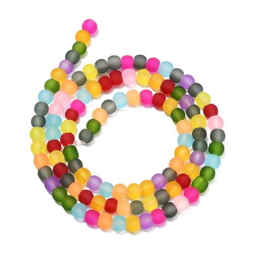 Perles en verre de mode, Rond, DIY & normes différentes pour le choix & givré, couleurs mélangées, Longueur:Environ 38 cm, 5Strandstoron/sac, Vendu par sac