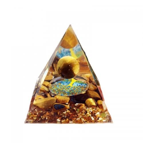 Fashion Decoration Resin with Tiger Eye Pyramidal epoxy gel for home and office yellow Sold By PC