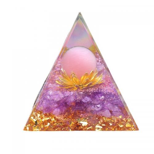Fashion Decoration, Resin, with Cats Eye & Amethyst, Pyramidal, epoxy gel, for home and office & different size for choice, Sold By PC