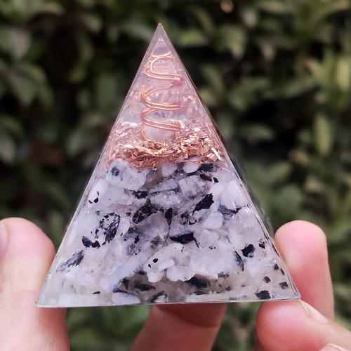 Fashion Decoration, Resin, with Gemstone, Pyramidal, epoxy gel, for home and office, 60mm, Sold By PC