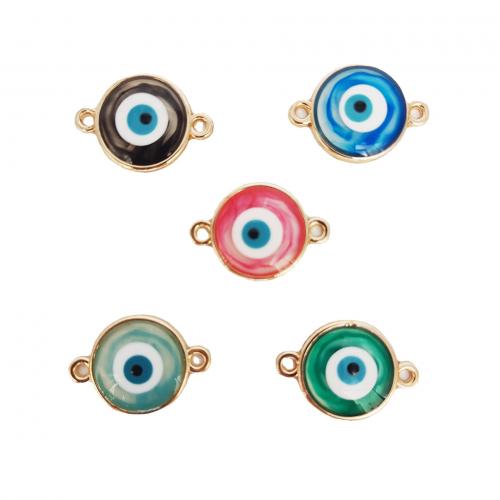 Evil Eye Connector, Tibetan Style, Round, gold color plated, DIY & enamel & 1/1 loop, more colors for choice, nickel, lead & cadmium free, 21x15mm, 100PCs/Bag, Sold By Bag