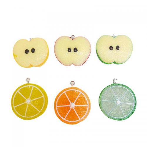 Resin Pendant, Fruit, DIY & different styles for choice, more colors for choice, 100PCs/Bag, Sold By Bag