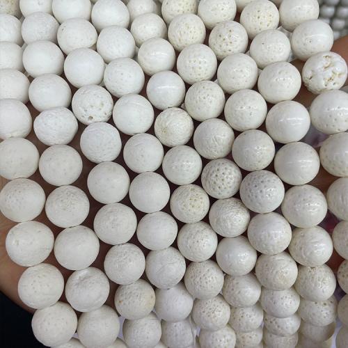 Schwamm Koralle Perle, rund, DIY & verschiedene Größen vorhanden, weiß, verkauft per ca. 38 cm Strang