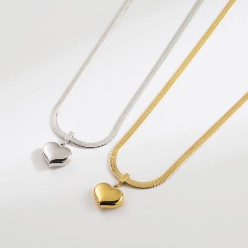 Rustfrit stål smykker halskæde, 316 Stainless Steel, Heart, forgyldt, mode smykker & for kvinde, flere farver til valg, nikkel, bly & cadmium fri, Længde Ca. 16-18 inch, Solgt af PC