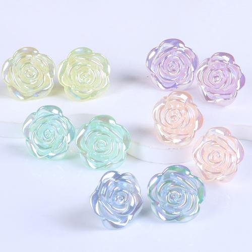Brass Stud Earring, Plastic, with Brass, Flower, fashion jewelry & for woman, more colors for choice, 18mm, Hole:Approx 2mm, Sold By Pair