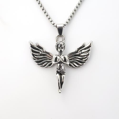 Tibetan Style Sweater Chain Necklace, Angel, plated, fashion jewelry & Unisex, silver color, nickel, lead & cadmium free, Pendant:4.2x4.4mm, Length:Approx 51-80 cm, Sold By PC