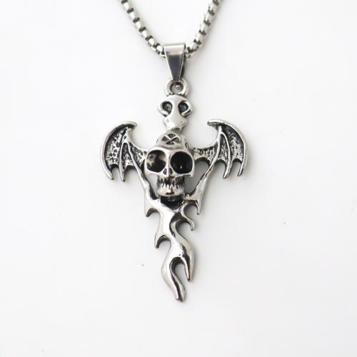Tibetan Style Sweater Chain Necklace, Skull, plated, Halloween Design & fashion jewelry & Unisex, silver color, nickel, lead & cadmium free, Pendant:4.7x3cm, Length:Approx 51-80 cm, Sold By PC