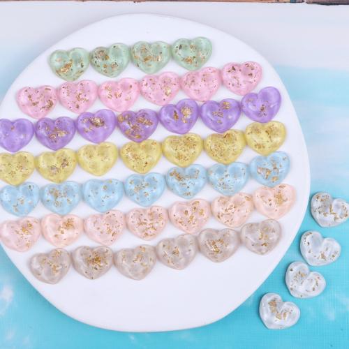 Mobile Phone DIY Decoration, Resin, with Gold Foil, Heart, epoxy gel, more colors for choice, 18x21mm, Approx 10PCs/Bag, Sold By Bag