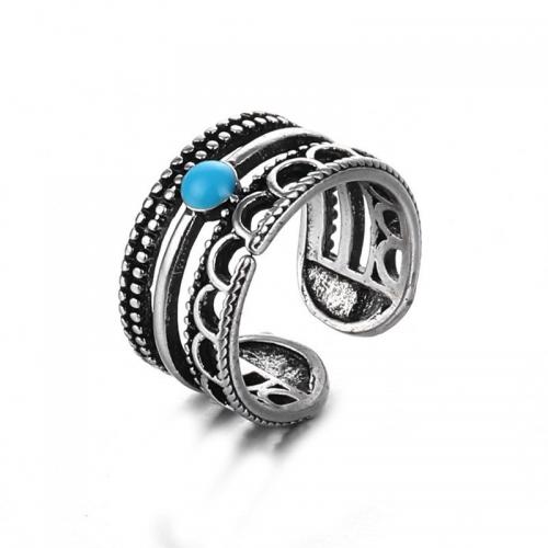 Zinc Alloy Finger Ring with turquoise plated fashion jewelry & Unisex nickel lead & cadmium free Sold By PC