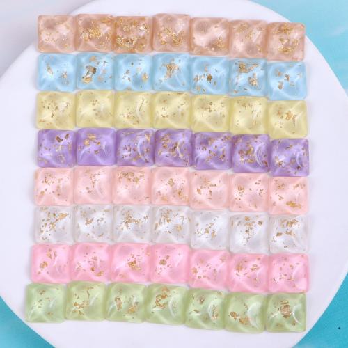 Mobile Phone DIY Decoration, Resin, with Gold Foil,  Square, epoxy gel, more colors for choice, 16mm, Approx 10PCs/Bag, Sold By Bag