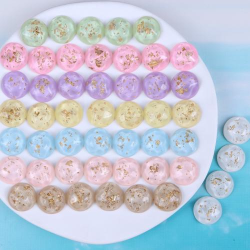 Mobile Phone DIY Decoration, Resin, with Gold Foil, Round, epoxy gel, more colors for choice, 19mm, Hole:Approx 2mm, Approx 10PCs/Bag, Sold By Bag
