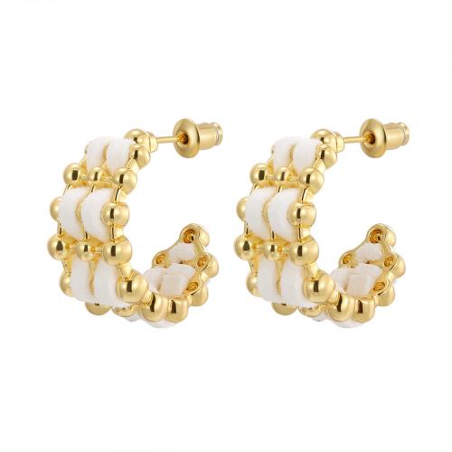 Brass Stud Earring with Polyester plated for woman Sold By Pair