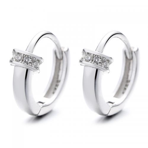 925 Sterling Silver Hoop Earrings plated for woman platinum color Sold By Pair