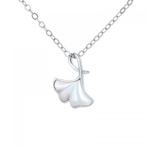 925 Sterling Silver Necklaces, with White Shell, with 5CM extender chain, plated, for woman, more colors for choice, Length:Approx 40 cm, Sold By PC