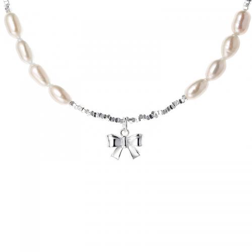 Sterling Silber Halsketten, 925 Sterling Silber, mit Kunststoff Perlen, mit Verlängerungskettchen von 6CM, plattiert, für Frau, Silberfarbe, Länge:ca. 41 cm, verkauft von PC