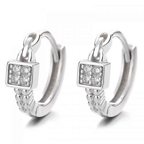 Cubic Zirconia Micro Pave Sterling Silver Earring, 925 Sterling Silver, plated, micro pave cubic zirconia & for woman, more colors for choice, 12.40x14mm, Sold By Pair