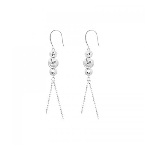 Brass Drop Earring, plated, for woman, silver color, 70mm, Sold By Pair