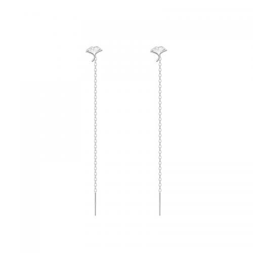 Brass Drop Earring, plated, for woman, platinum color, 81x7mm, Sold By Pair