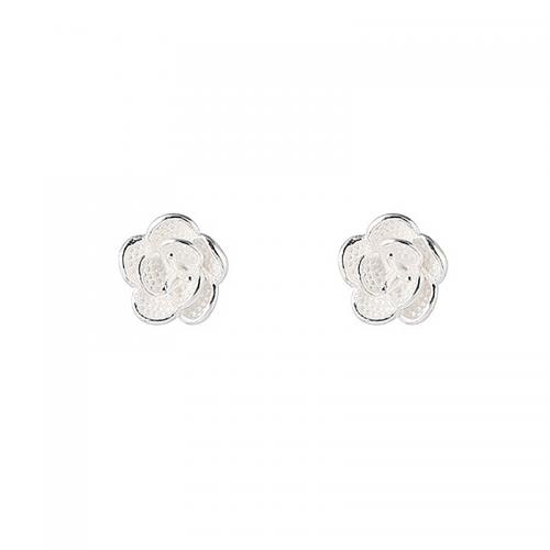 Brass Stud Earring, petals, plated, for woman, platinum color, 8x8mm, Sold By Pair
