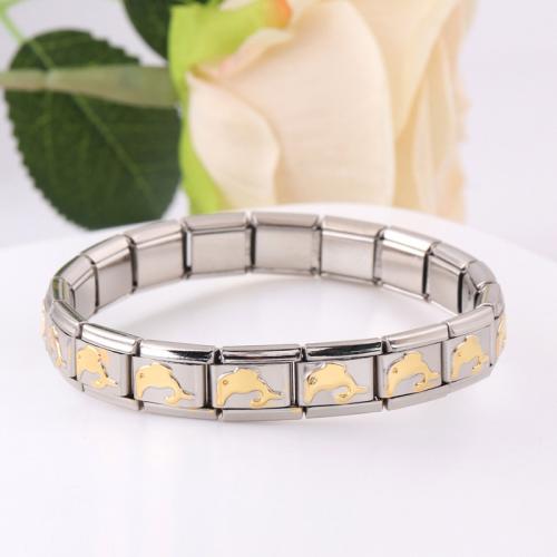 Stainless Steel Jewelry Bracelet, 304 Stainless Steel, fashion jewelry & detachable & Unisex, nickel, lead & cadmium free, 9x10mm, Length:Approx 18 cm, Sold By PC