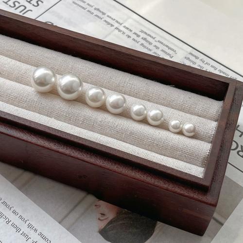 925 Sterling Silver Stud Earring with Shell Pearl Round Korean style & for woman silver color Sold By Pair