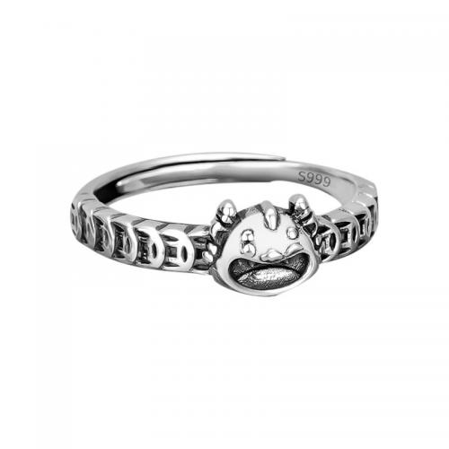 925 sidabro Cuff Finger Ring, Drakonas, Vintage & moters, Dydis:7.5, Pardavė PC