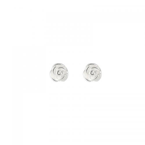 925 Sterling Silver Stud Earring Flower Korean style & for woman silver color 4.80mm Sold By Pair