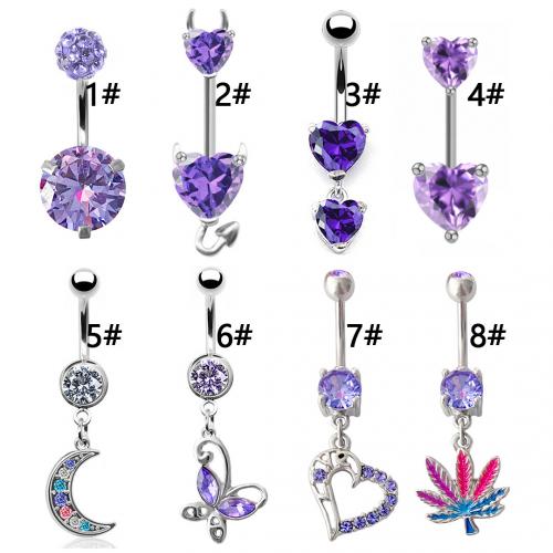316L Stainless Steel Belly Ring Unisex & micro pave cubic zirconia Sold By PC